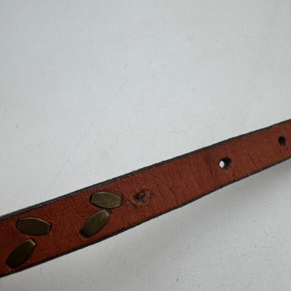 American Eagle Brown Leather Belt With Brass Stud Details & Buckle - Picture 9 of 10